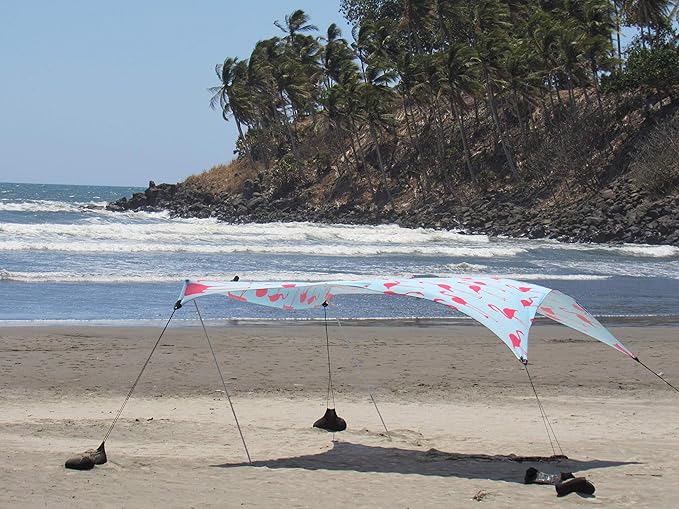 Neso Grande Portable Beach Tent Sun Shelter - Lightweight Beach Shade Canopy - Easy Setup for Family Outings - Patented Reinforced Corners - UPF 50+ Sun Protection - 7ft Tall 9 x 9ft
