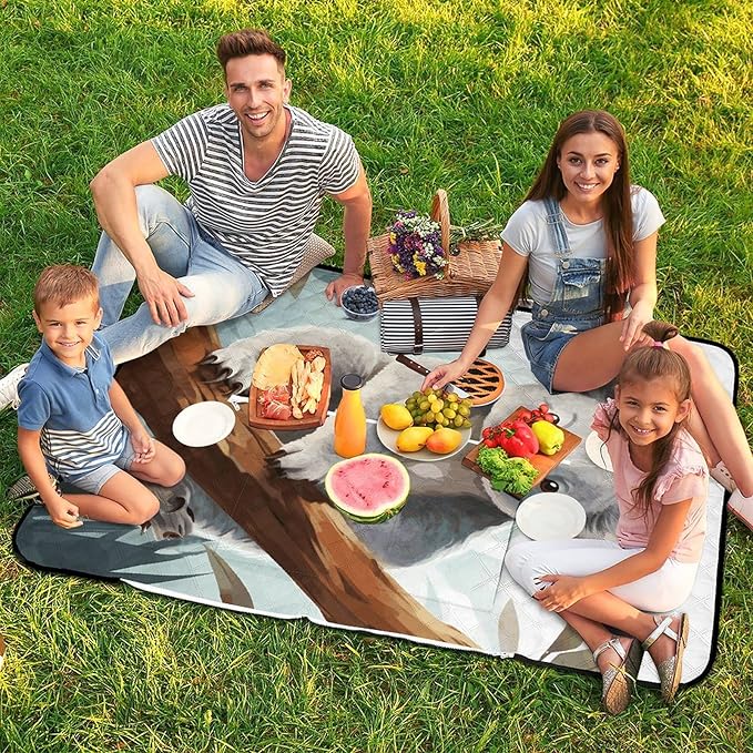 Zipper Koala and Butterfly Style Picnic Mat Suitable for Travel Camping Park Or Home Use