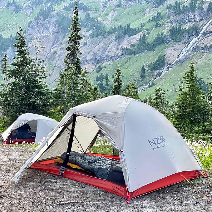 Near Zero 1-3 Person Ultralight Backpacking Tents up to 2 Doors 20D Ripstop Waterproof Sealed Nylon Freestanding Rainfly 3 Season with Lightweight Aluminum Frame. Easy Setup System