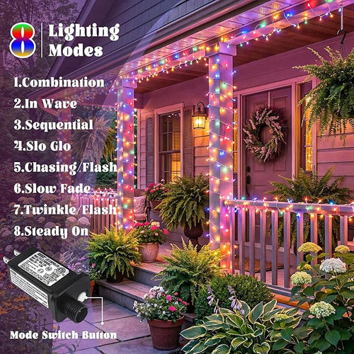 165FT 500 LED Outdoor String Lights Plug in Christmas Lights Indoor Waterproof with 8 Modes Connectable Twinkle Fairy Lights Clear Wire for Outside Bedroom Patio Garden Party Decorations Multicolor
