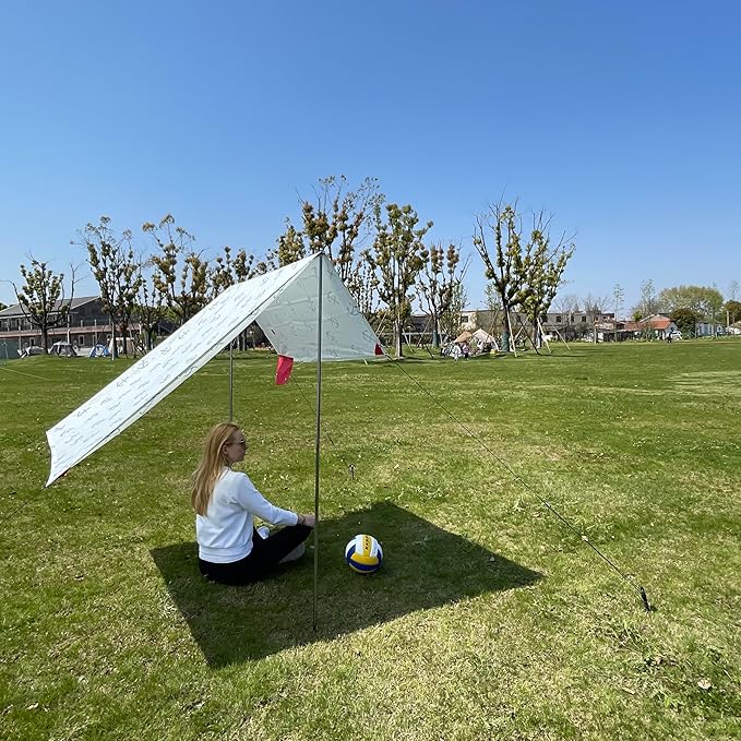 Red Suricata Teepee Beach Tent &amp Beach Canopy for 1-2 Persons UPF50 Sun Beach Shade Sunshade with 2 Aluminum Poles &amp Crossbar 4 Robust Ground Anchor Screws - Compact &amp Lightweight (Tulu