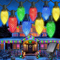 iBaycon Solar C9 Christmas Lights Outdoor 65FT 100LED C9 Strawberry String Light 8 Modes Solar Powered Lights String for Xmas Tree House Eaves Roof Christmas Holiday Decorations
