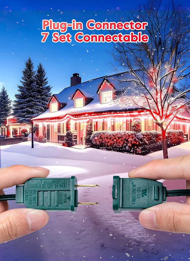Minetom C9 Christmas String Lights 100 Ft Red C9 Outdoor Christmas Lights with 100 Strawberry C9 Led Bulbs Connectable UL Certified for Outdoor Indoor Roofline Holiday Backyard Xmas Decor