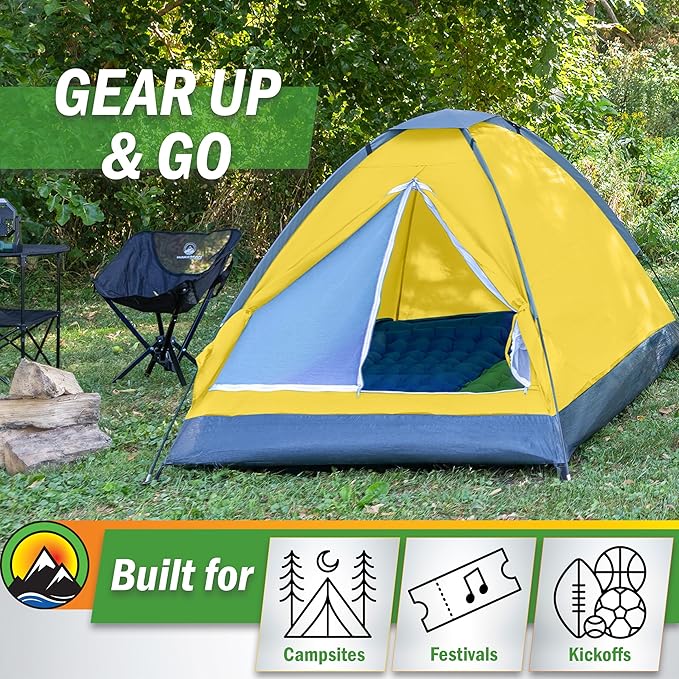2 Person Camping Tent with Rain Fly and Carrying Bag - Lightweight Outdoor Tent for Backpacking Hiking or Beach Use by Wakeman Outdoors