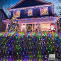 QITONG Net Lights Outdoor Mesh Lights 12ft x 5ft 360 LED Multicolor Christmas Light with 8 Modes Connectable Clear Wire Bush Light Plug in