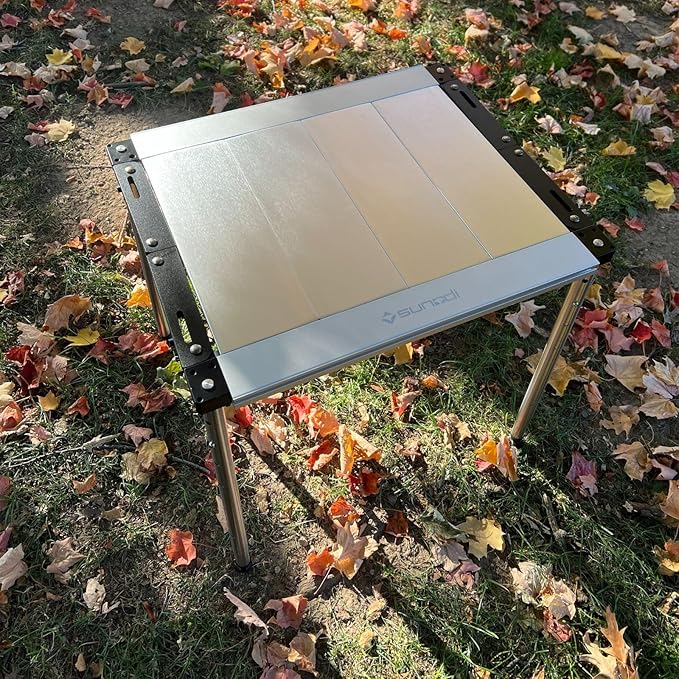 IGT Camping Table Panels 0.5 Unit 2 Pack Detachable Brushed Anodized Aluminum Alloy Tabletop with Carrying Bag Compatible with Most IGT Frames for Car Camping RV Picnic Tailgating (Silver)