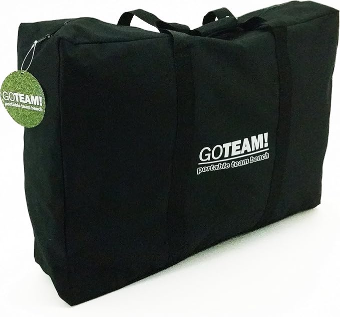 GoTEAM! Pro 6 Seat Portable Folding Team Bench w/Cupholders - Soccer Benches for Team - Carrying Bag Included - Folding Bench Camping Chairs - Sideline Soccer Bench - Portable Camping Chair (Black)
