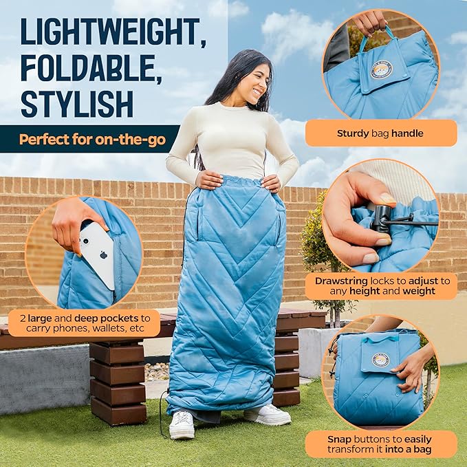 TREK &amp FIELD Wearable Stadium Blanket - Wind &amp Water-Resistant 54″ Weatherproof Outdoor Blanket for The Lower Body Perfect for Sports Outdoor Events Camping &amp Travel Soft &amp Warm -