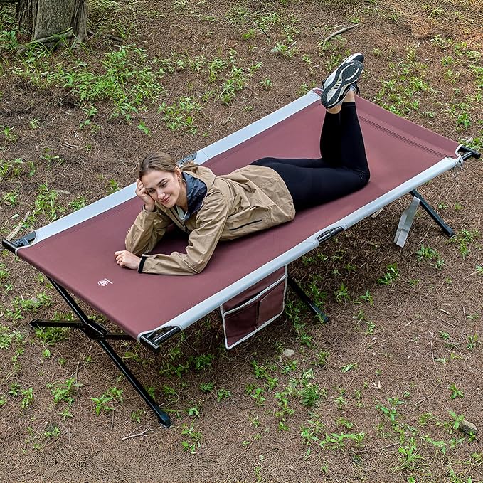 EVER ADVANCED Extra Wide Camping Cot for Adults Oversized XXL Sleeping Cots Folding Cot Bed with Carry Bag 84.3 L x 41.9 W Support to 550 lbs