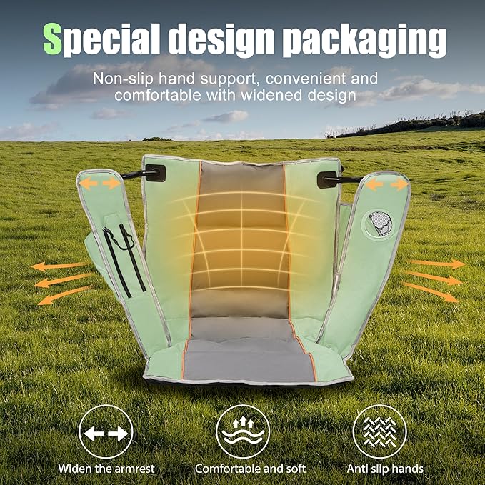 XMT Premium Padded Folding Chair Extra Wide &amp Heavy Duty 450lbs Capacity Portable Camping Chair with Insulated Cooler Cup Holder &amp Storage Compact Foldable for Outdoor Beach Picnics
