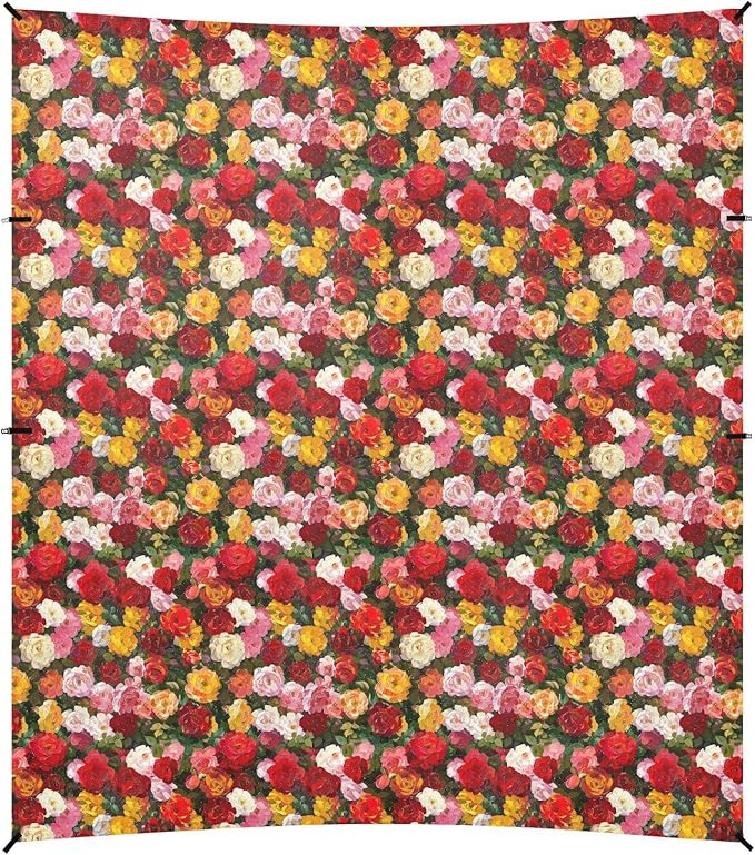 ALAZA Colorful Rose Flower Floral Painting Beach Tent Sun Shelter UPF50+ Protection Beach Shade Canopy w/ 4 Sandbags for Outdoor Camping Fishing Backyard Fun Picnic 10x9 ft