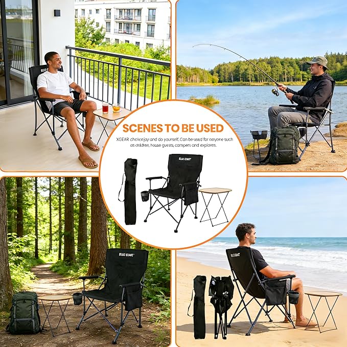 Reclining Folding Fishing ChairLightweight Beach Chair with Breathable Cushion Portable Outdoor Chair for Fishing Camping Beach &amp Travel (Black)