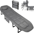 Garvee 75 Portable Folding Bed with Cushion and Pillow Camping Cot for Adults with Supports 500 Lbs Lightweight Tent Cot for Patio Beach Indoor Outdoor Grey