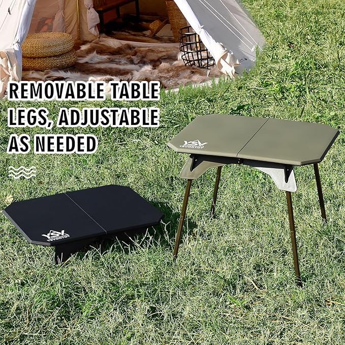 Ultralight Folding Camping Table - 2 Height Adjustable Portable Outdoor Picnic Beach Desk with Carry BagCompact for BackpackingCampTravelPatio