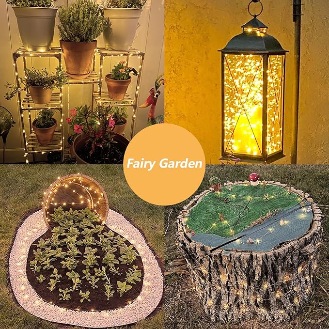 YEGUO 4 Pack Warm White Solar Fairy Lights Each 33ft 100 LED Valentines Lights Outdoor Waterproof 8 Modes Sliver Wire Solar String Lights