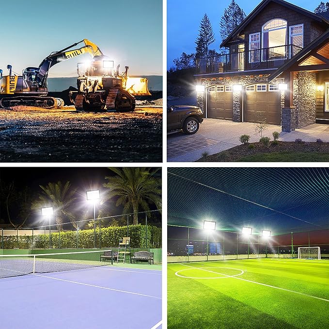 Floodlights Pack Super Bright Security Lights IP66 Waterproof Outdoor Flood Light 5000K Daylight White Flood Light for Yard Garden Arena (800w-2pack)