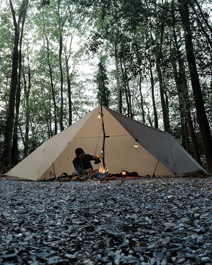 OneTigris Proteus Camping Tarp Versatile Waterproof Lightweight Tarp Shelter with Doors Extra Large 20.1ft x 9.2ft Ideal for Camping Hiking Backpacking Tent Bushcraft