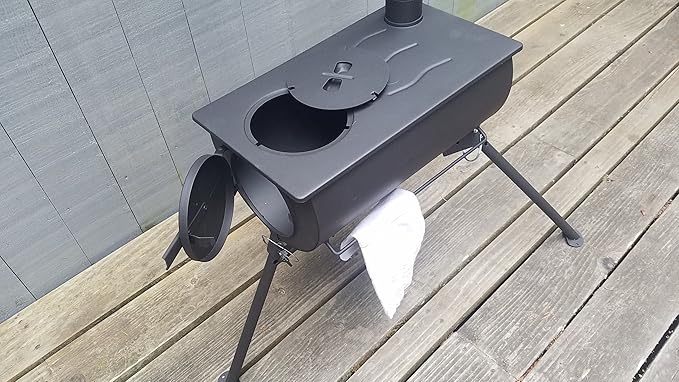Portable Camping wood stove. Military style. Frontier Stove Tent Heater Ice Fishing with venting &amp Carry case. 25 lbs.