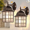 Farmhouse Exterior Light Fixtures - Sensor Dusk to Dawn Outdoor Porch Lights Black Brush Gold Wall Sconce Outside Wall Lantern for Front Door Garage 2 Pack