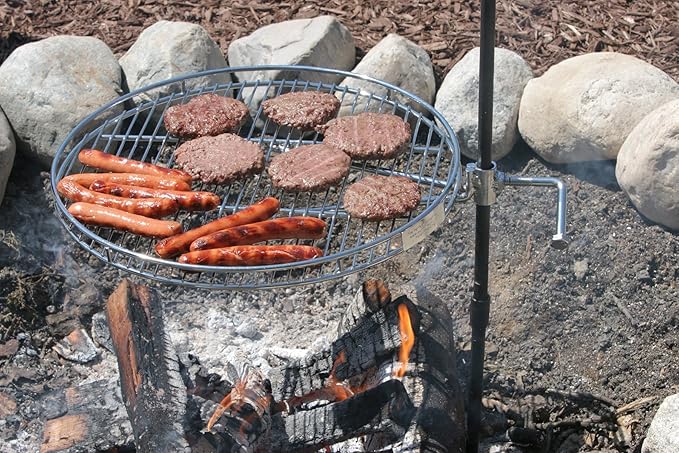 Portable ORB Campfire Grill 18 Dia HD Stainless Steel Rack with 2 Piece Stake Free Carrying bag 9 lbs.