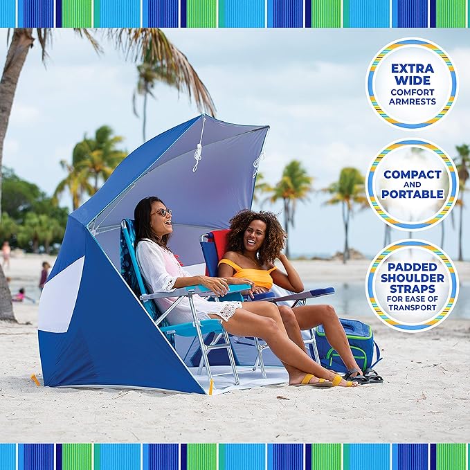 Rio Brands 17 Extended Height 4-Position Folding Beach Camping Lawn Chair Turquoise