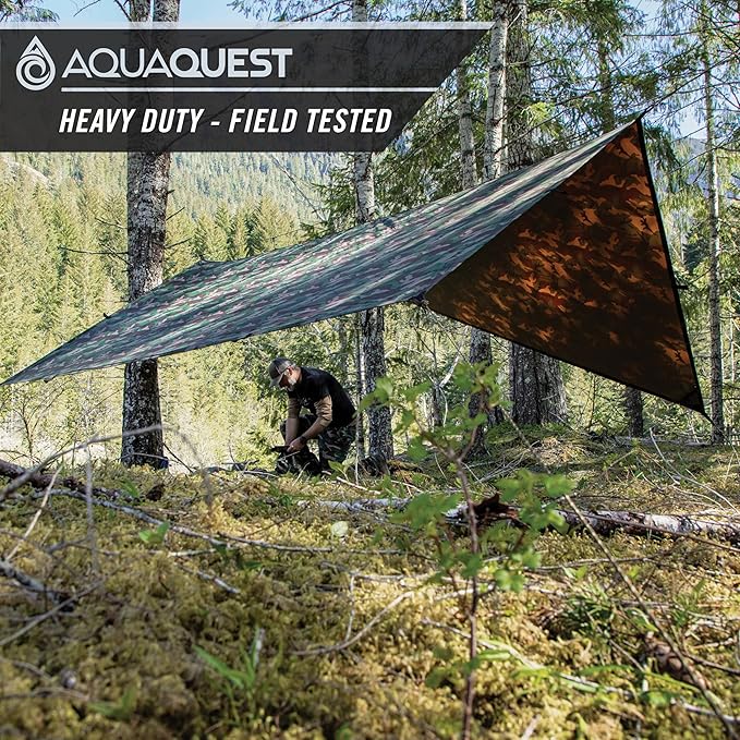 AquaQuest Safari Tarp – Lightweight Waterproof (5000mm) Seam-Taped Ripstop Rain Fly for Backpacking Thru-Hiking &amp Hammock Camping