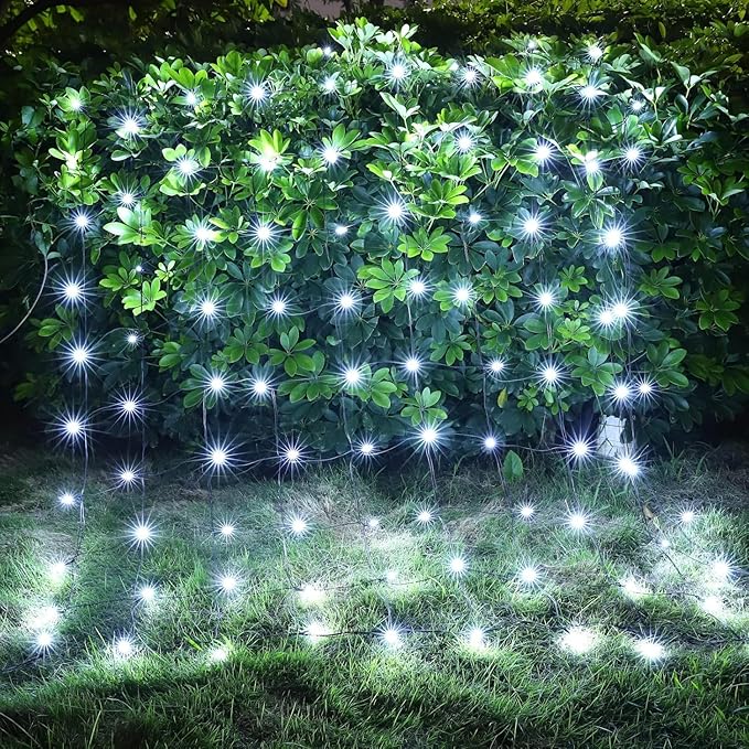 6Ftx4Ft LED Christmas Net Lights Green WireConnectable UL Certified Waterptoof Net Lights for Bushes Trees Shurb Garden Outdoor Christmas Decorations (White)