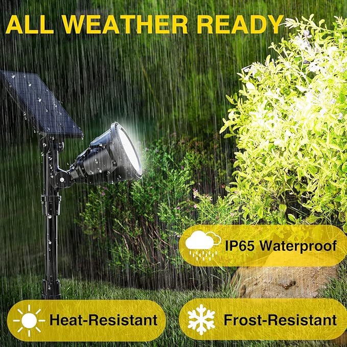 ROSHWEY Solar Outdoor Lights Waterproof Solar Yard Lights 600LM Spot Light Outdoor for Tree Pathway Walkway Driveway Patio (Cool White 4Pack)