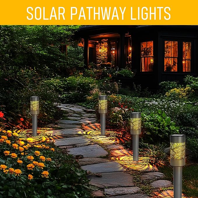 Dazzle Bright Solar Pathway Lights Outdoor 12 Pack LED Warm White Waterproof Solar Powered Landscape Lights for Walkway Driveway Lawn Patio Yard Garden