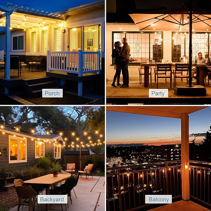 HISTAR 100FT White Outdoor String Lights with 49+2 Led Bulbs G40 Globe Patio Lights for Backyard Porch Balcony Party Decor