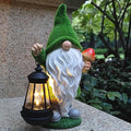 Gnomes Solar Garden StatuesResin Gnome Figurine Decorations Holding Mushroom and Solar Lights Lantern Outdoor Figurines Lawn Garden Statue Decor Art for LawnYard Balcony Ornament.