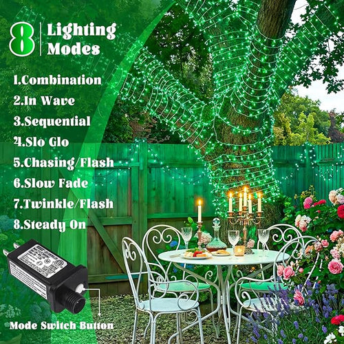 165FT 500 LED Outdoor String Lights Connectable St Patricks Day Lights Waterproof with 8 Modes Plug in Clear Wire Twinkle Lights for Indoor Bedroom Garden Wedding Patio Decorations Green