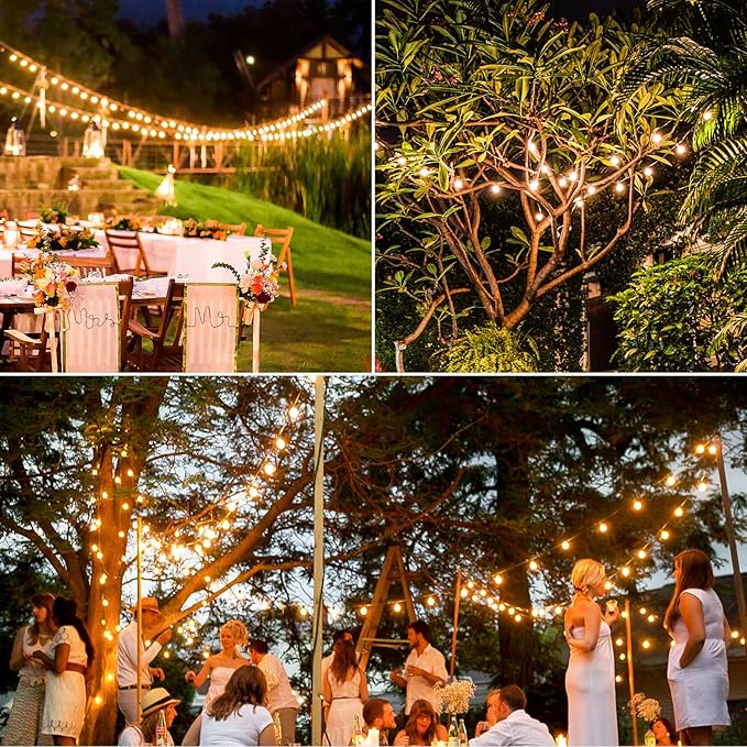50FT Solar String Lights Waterproof LED Outdoor String Lights G40 Globe Patio Lights Solar Powered with 27 Shatterproof E12 Bulbs 2700K Solar Lights for Outside Porch Garden Backyard Party Decor
