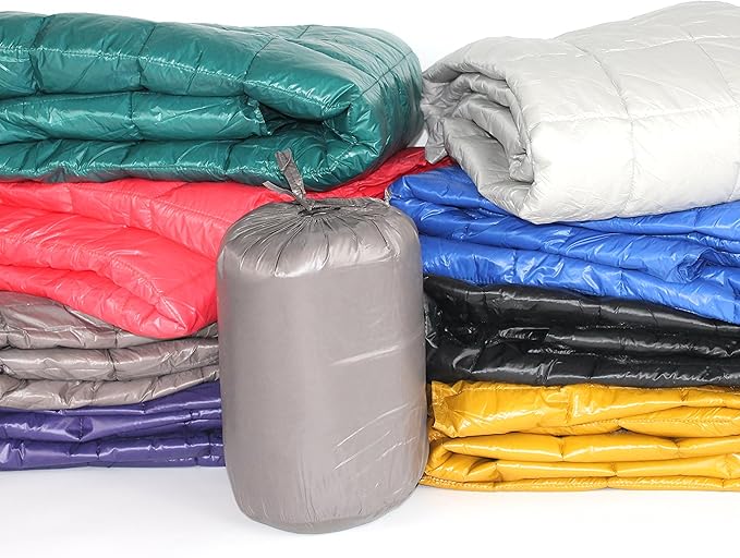 PUFF 50 x 70 High Loft Down Indoor/Outdoor Water Resistant Throw with Extra Strong Nylon Cover Electric Blue