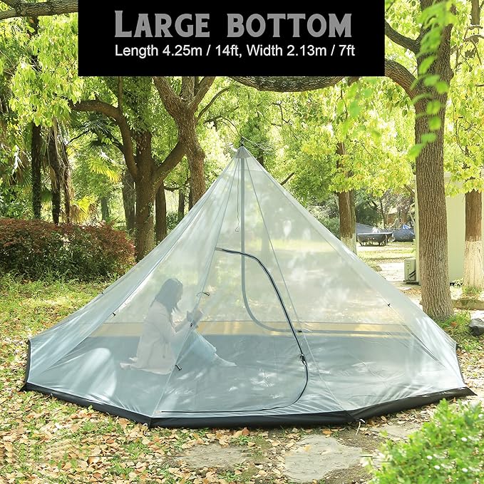 Preself Half Inner Mesh for Tipi Hot Tent T3 XL with Oxford Bathtub Bottom
