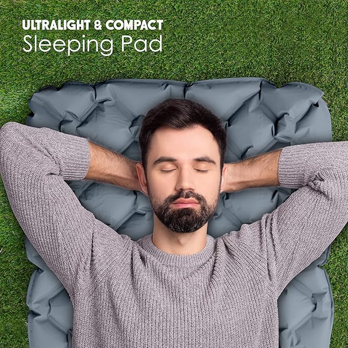 Ultralight Sleeping Pad for Camping - Lightweight Sleeping Mat for Backpacking - Inflatable &amp Compact Air Mattress