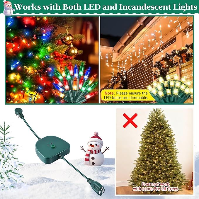 Christmas Light Controller with Remote Create Dazzling Lighting Displays with Multiple Functions Timer Dusk to Dawn Sensor Adjust Speed for Christmas Outdoor String Light (1 Channel 16 Functions)