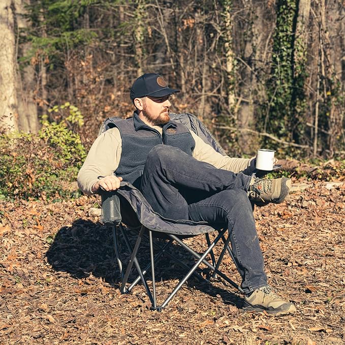 OUTSIDER Oversized Camping Chair Comfort Padded Lounge ChairOutdoor Camp Folding Chair Balcony Lounge 400lb Capacity
