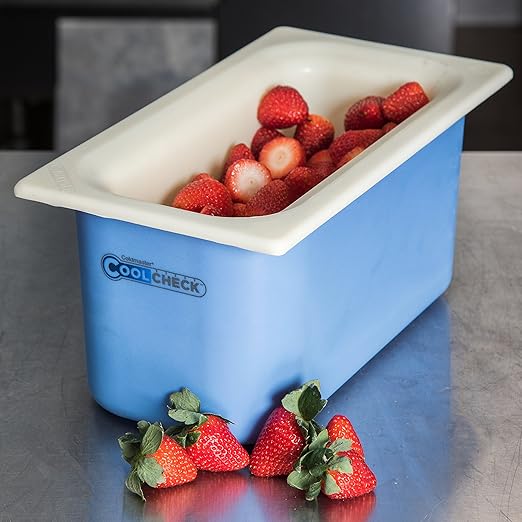 Carlisle FoodService Products CM1102C1402 Coldmaster CoolCheck 6 Deep Third-Size Insulated Food Pan 4 Quart Color Changing White and Blue