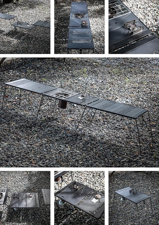camping moon IGT Top Board Bridge Table Laser Top Board Half 2pcs Black CK-12BK-2P