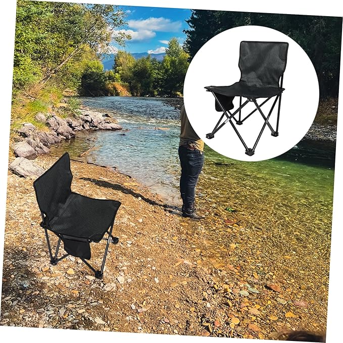 Mipcase Compact Folding Stool Portable Camping Chair for Fishing and Hiking Stable Design for Outdoor Activities Materials Comfortable Seating Stripe
