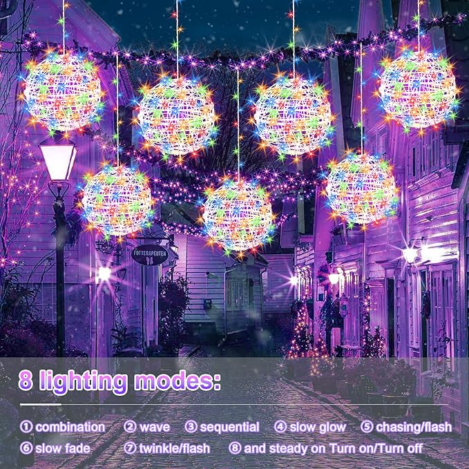 Christmas String Lights Outdoors4 Pack 11.81 Sphere LightsBall Tree Garden Globe Lights for Home Party Christmas Porch PatioWedding GardenTree Decoration with Plug