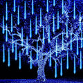TW SHINE Christmas Meteor Shower Lights Outdoor 864 LED 12 24 Tubes Waterproof Christmas Lights Outdoor Plug in Snow Falling Rain Icicle Xmas Light Decorations Blue