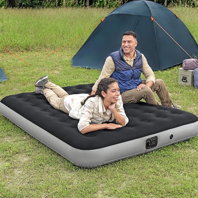 Coleman: River Gorge: 9.5 Queen Airbed - Built-in Battery Air Pump Inflatable Mattress Puncture Guard Durable Design All Terrain Indoor-Outdoor