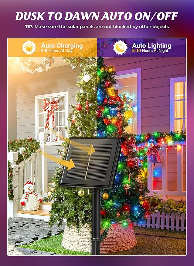 Brightown 4 Pack Solar String Lights Outdoor Total 288Ft 800 LED Twinkle Fairy Lights Waterproof with 8 Modes Auto On/Off for Patio Tree Garden Party Home Wedding Christmas Decorations (Multicolor)