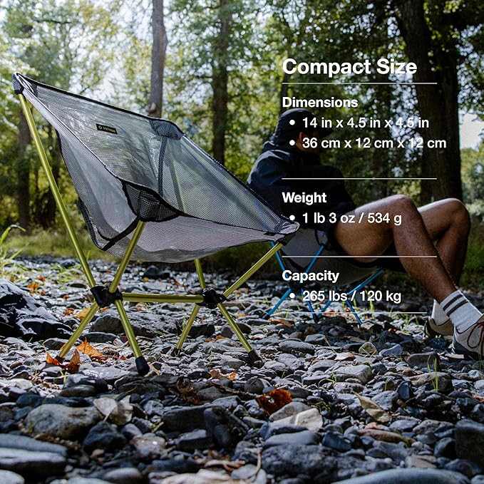 Helinox Chair Zero LT 1.12 lbs Lightweight Camping Chair Durable Ripstop Compact Size Portable and Packable Seat Strong and Ultralight Frame Backpacking Travel Essential Cyan