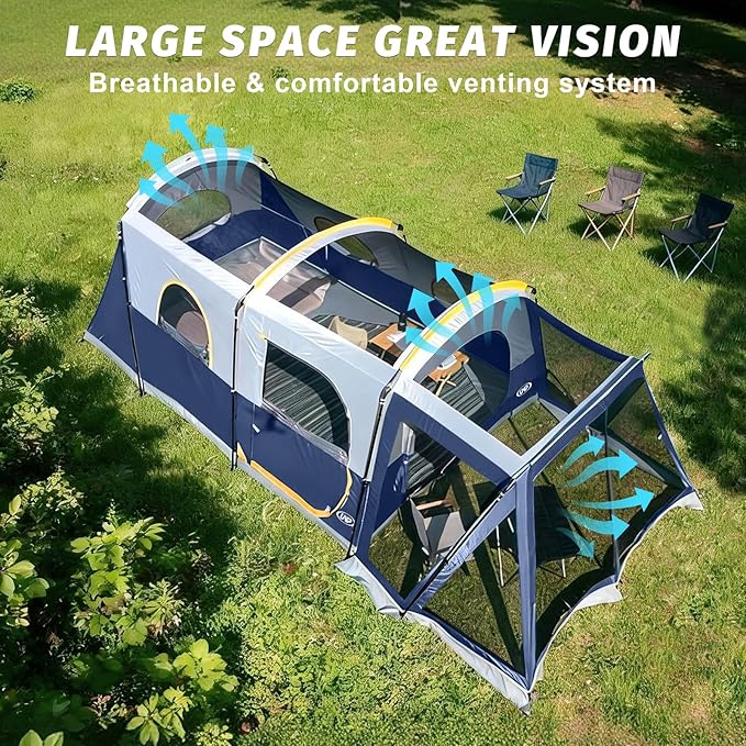 UNP Camping Tent 8 Person Waterproof Big Tunnel Tent with Screen PorchFamily Outdoor Large Tents for Camping 20' x 9' x 80in(H)