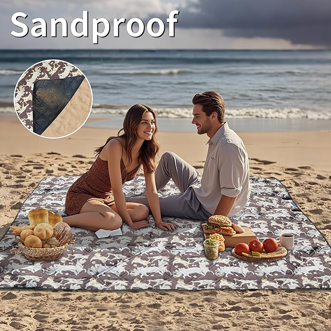 Outdoor Picnic Blanket Brown Cat&ampDog 60x80 Sandproof Beach Blanket Waterproof Picnic Blankets Foldable for Caming Beach Outdoor Activities.