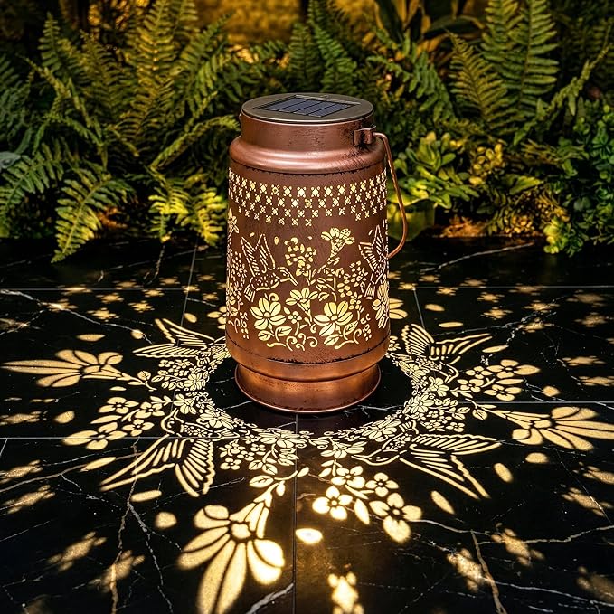 Hummingbird Outdoor Lanterns – Heritage-Style Metal Garden Decorative Lantern Warm LED Glow – Cozy Porch Patio Balcony Yard &amp Garden Birds Decor | Charming Gifts for Gardeners Woman Mom &amp