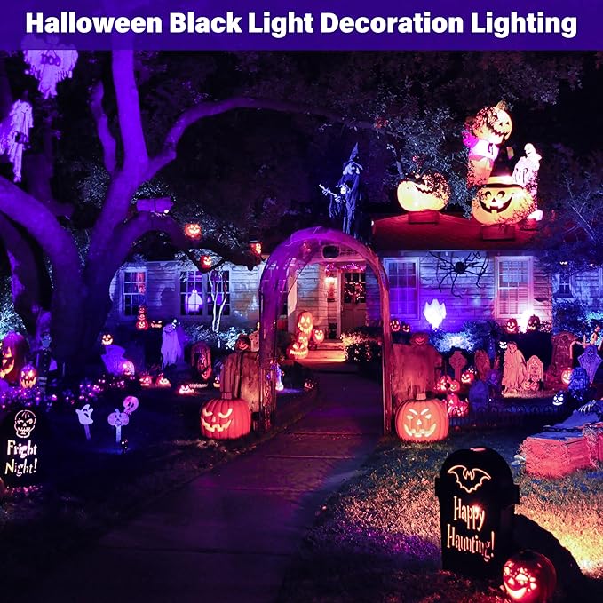 12W Black Lights for Glow PartyPurple LED Landscape Spot Lighting for Yard Garden Poster Bar Decoration2Pack